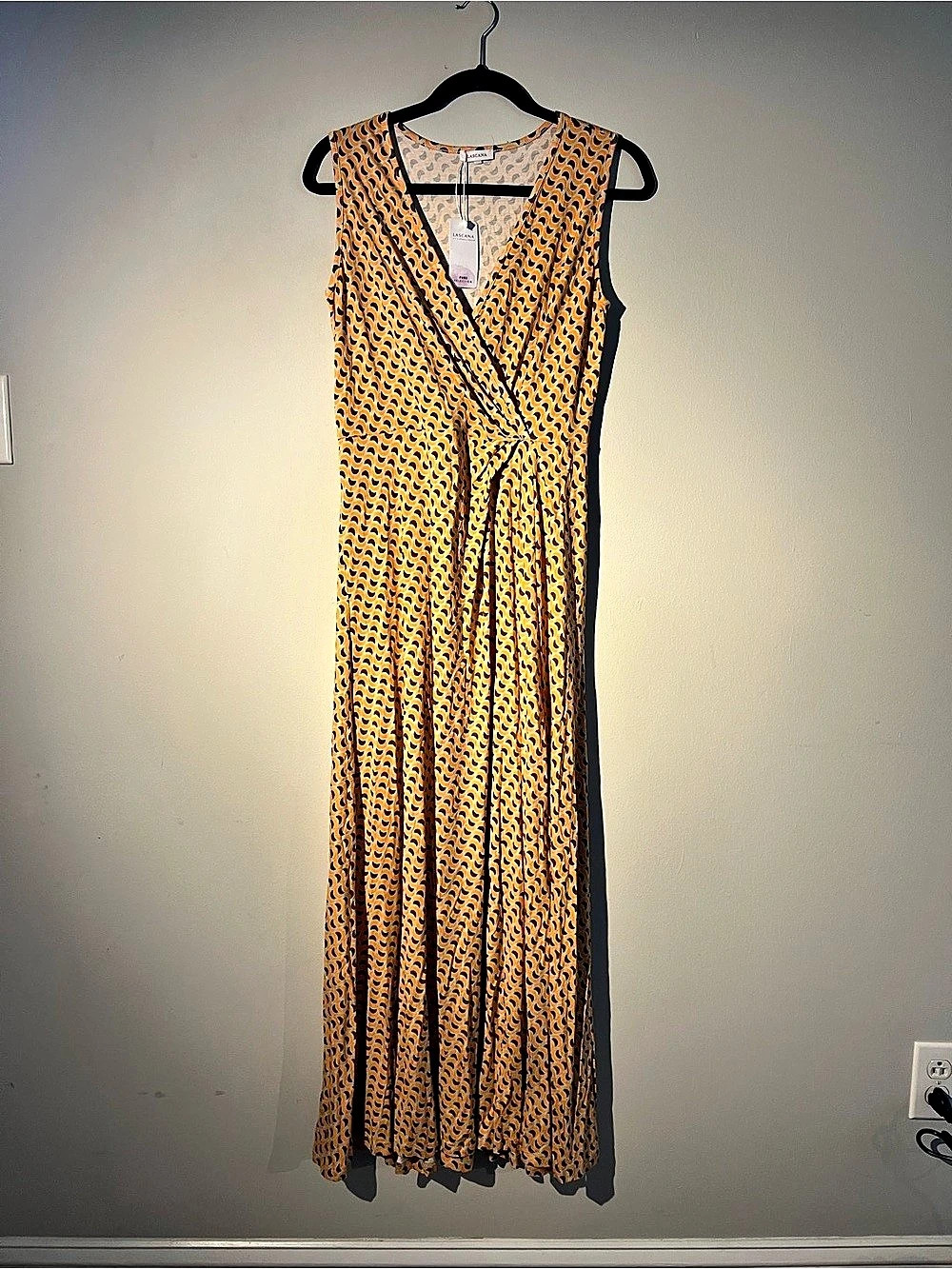 Lascana Geometric Wrap Maxi Dress in Orange & Brown Size 38 NWT